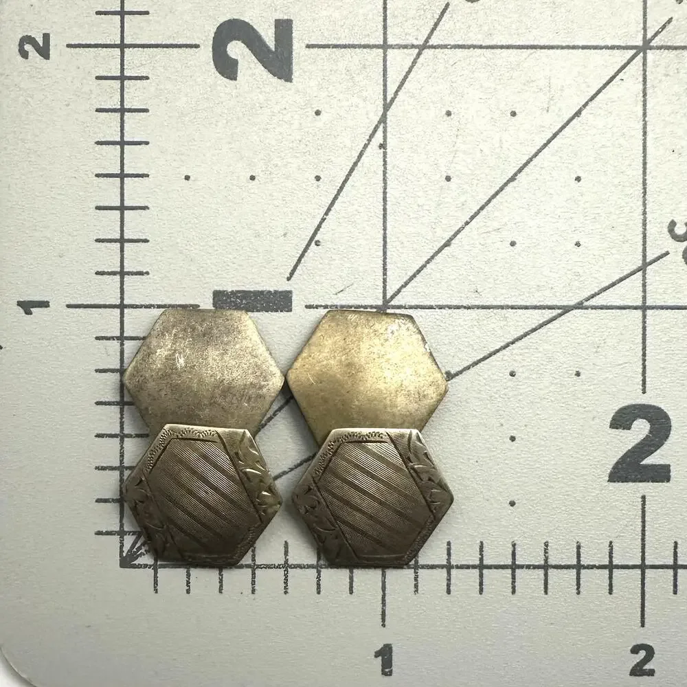 S&S antique Edwardian Art Deco champagne gold tone cufflinks cuff links